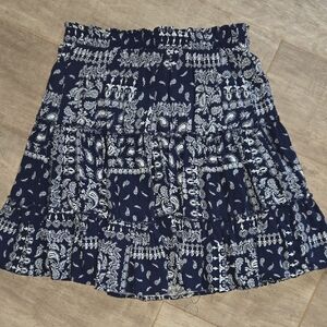 Nicole Miller Navy Blue Paisley Skirt